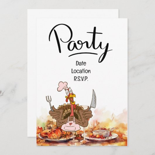 uitnodiging van de Thanksgiving (Voorkant / Achterkant)