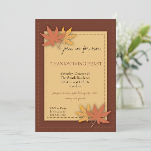 Uitnodiging van de Thanksgiving (Staand voorkant)