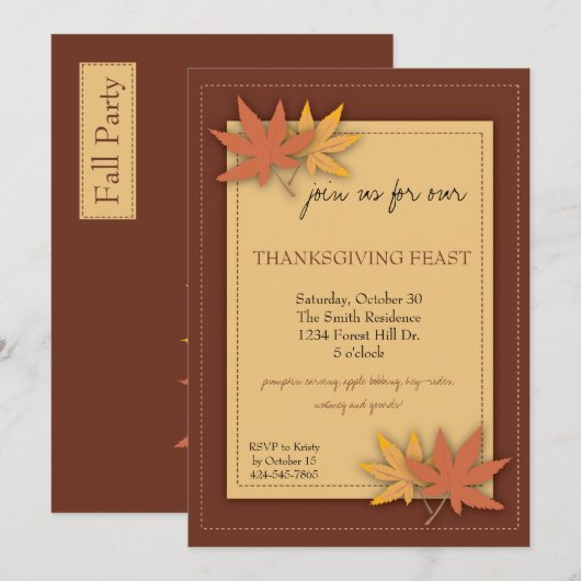 Uitnodiging van de Thanksgiving (Voorkant / Achterkant)