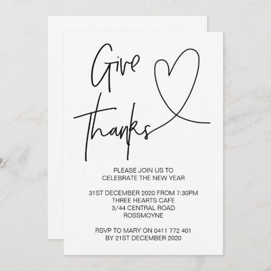 Uitnodiging van de Thanksgiving Bedankt uit te nod (Voorkant / Achterkant)