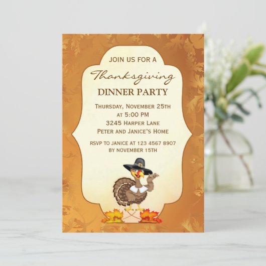 Uitnodiging van de Thanksgiving Turkije (Staand voorkant)