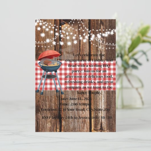 Uitnodiging van de themapartij BBQ (Staand voorkant)