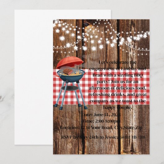 Uitnodiging van de themapartij BBQ (Voorkant / Achterkant)