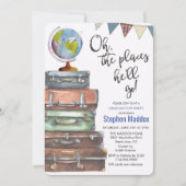 Uitnodiging van de "Travel Thmed Male Graduy Party (Voorkant)