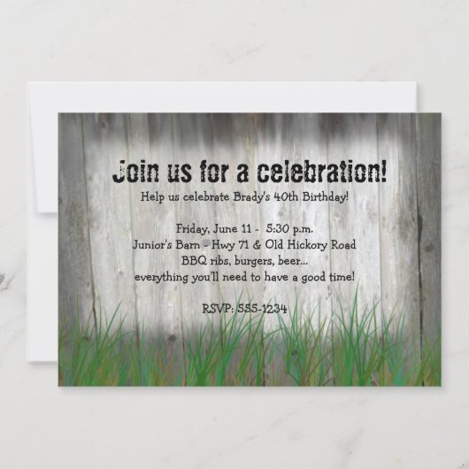 Uitnodiging van de trekker: Barn wood & tractors (Achterkant)