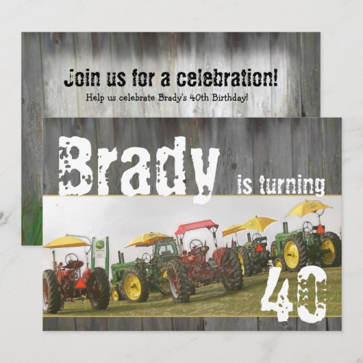 Uitnodiging van de trekker: Barn wood & tractors (Voorkant / Achterkant)