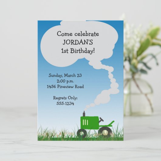 Uitnodiging van de trekker: Green Tractor (Staand voorkant)
