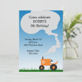 Uitnodiging van de trekker: Oranje tractor (Staand voorkant)