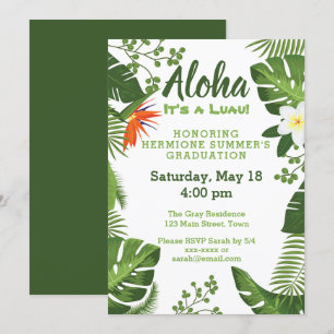 Uitnodiging van de Tropische Hawaiian Luau Graduat
