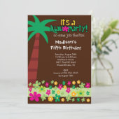 Uitnodiging van de Tropische Luau Birthday Pool (Staand voorkant)