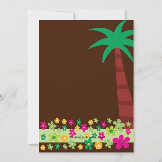 Uitnodiging van de Tropische Luau Birthday Pool (Achterkant)