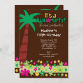 Uitnodiging van de Tropische Luau Birthday Pool (Voorkant / Achterkant)