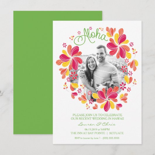 Uitnodiging van de Tropische Luau Partij met foto' (Voorkant / Achterkant)