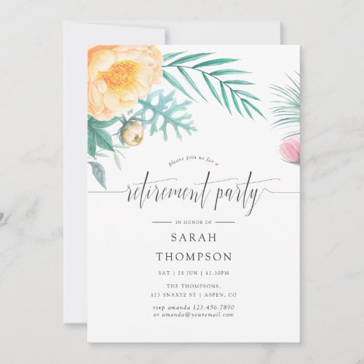 Uitnodiging van de Tropische Munt Floral Retiremen (Voorkant)