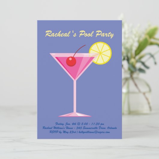 Uitnodiging van de Tropische Paarse Pool (Staand voorkant)