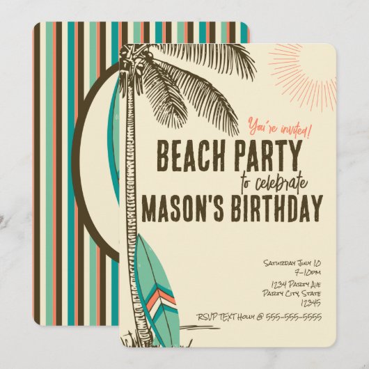 Uitnodiging van de Tropische Partij van de Partij (Voorkant / Achterkant)