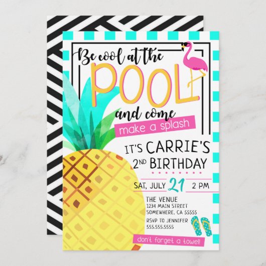 Uitnodiging van de Tropische Pool (Voorkant / Achterkant)