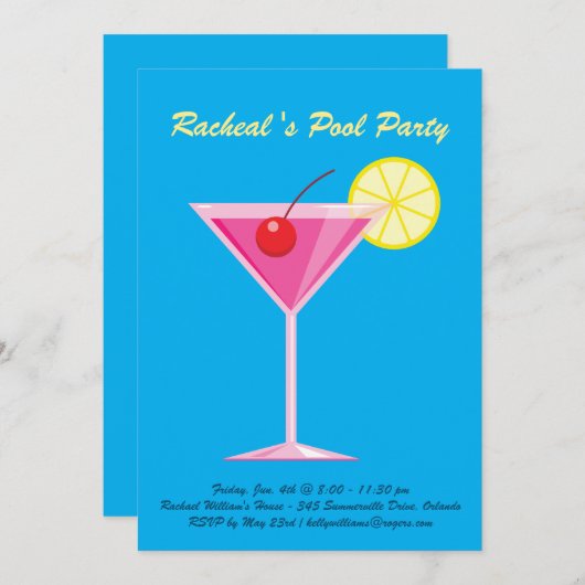 Uitnodiging van de Tropische Pool (Voorkant / Achterkant)