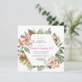 Uitnodiging van de Tropische Tijger Floral-Birthda (Staand voorkant)