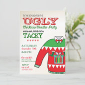 Uitnodiging van de Ugly Sweater Kerstfeestdag (Staand voorkant)