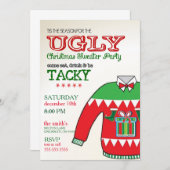 Uitnodiging van de Ugly Sweater Kerstfeestdag (Voorkant / Achterkant)