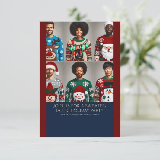 Uitnodiging van de Ugly Sweater Kerstfeestdag (Staand voorkant)