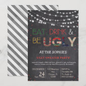 Uitnodiging van de Ugly Sweater Kerstfeestdag (Voorkant / Achterkant)