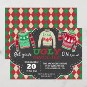 Uitnodiging van de Ugly Sweater Kerstfeestdag (Voorkant / Achterkant)