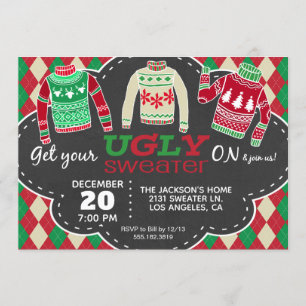 Uitnodiging van de Ugly Sweater Kerstfeestdag
