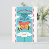 Uitnodiging van de Valentijnsdag van Bee Couple Ki (Staand voorkant)