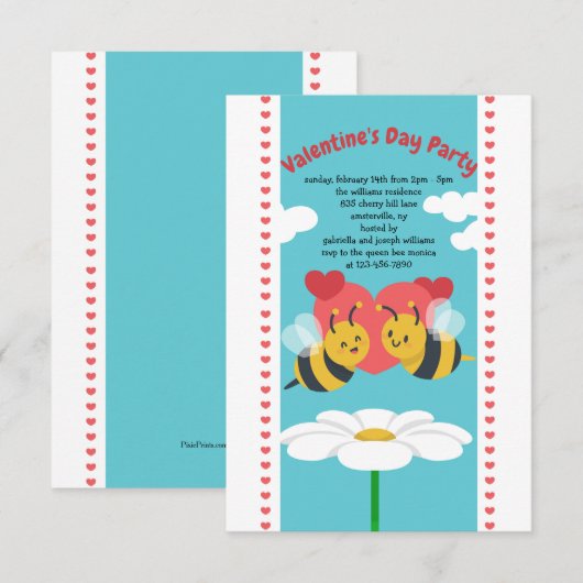 Uitnodiging van de Valentijnsdag van Bee Couple Ki (Voorkant / Achterkant)