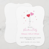 Uitnodiging van de valentijnse Heart Balloons Part (Voorkant / Achterkant)