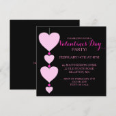 Uitnodiging van de Valentijnse partij Roze en Blac (Voorkant / Achterkant)