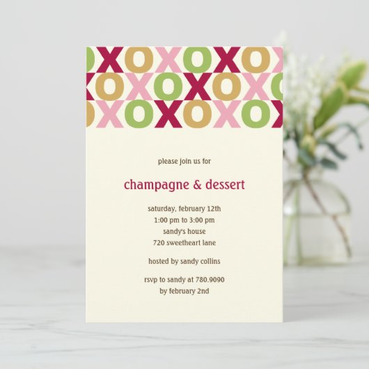 Uitnodiging van de Valentijnse Partij XOXO (Staand voorkant)