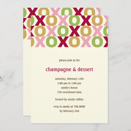 Uitnodiging van de Valentijnse Partij XOXO (Voorkant / Achterkant)