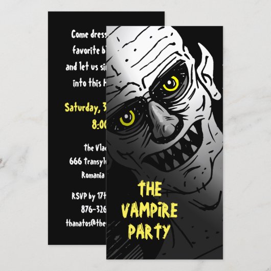 Uitnodiging van de Vampire Party Halloween (Voorkant / Achterkant)