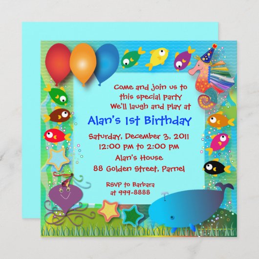 Uitnodiging van de verjaardag: 002 (Voorkant / Achterkant)