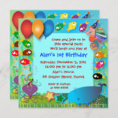 Uitnodiging van de verjaardag: 002 C in de Zee (Voorkant / Achterkant)