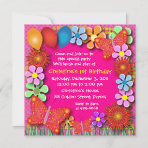 Uitnodiging van de verjaardag: 003B Butterflies en