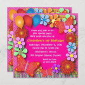 Uitnodiging van de verjaardag: 003C Butterflies en (Voorkant / Achterkant)