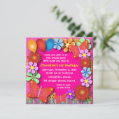 Uitnodiging van de verjaardag: 003C Butterflies en (Staand voorkant)
