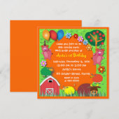 Uitnodiging van de verjaardag: 004 Boerderij (Voorkant / Achterkant)