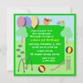 Uitnodiging van de verjaardag: 006 Speelplaats (Voorkant)