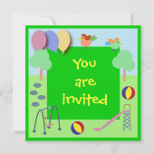 Uitnodiging van de verjaardag: 006 Speelplaats (Achterkant)