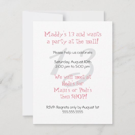 Uitnodiging van de verjaardag - Partij bij het Mal (Achterkant)