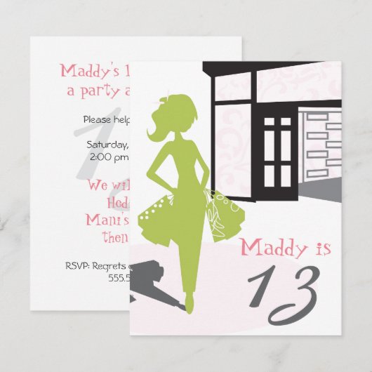 Uitnodiging van de verjaardag - Partij bij het Mal (Voorkant / Achterkant)