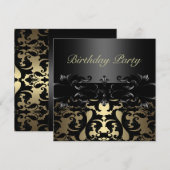 Uitnodiging van de Verjaardag van het Damast van (Voorkant / Achterkant)