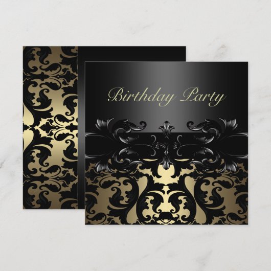 Uitnodiging van de Verjaardag van het Damast van (Voorkant / Achterkant)