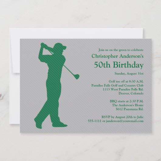 Uitnodiging van de Verjaardag van het Golf van de (Achterkant)