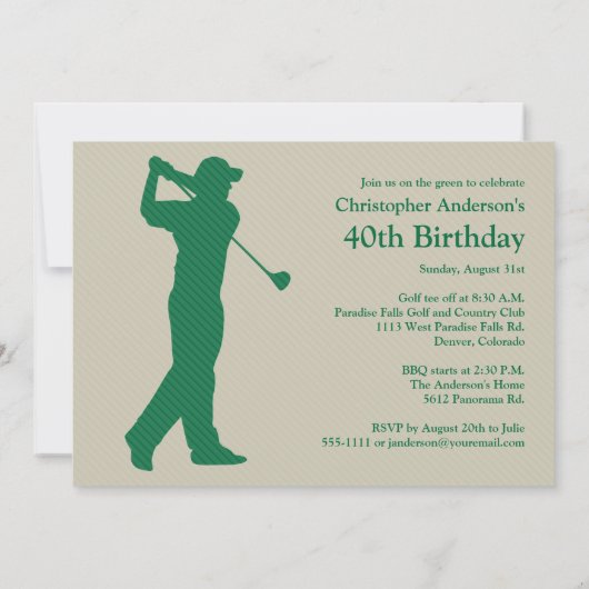 Uitnodiging van de Verjaardag van het Golf van de (Achterkant)